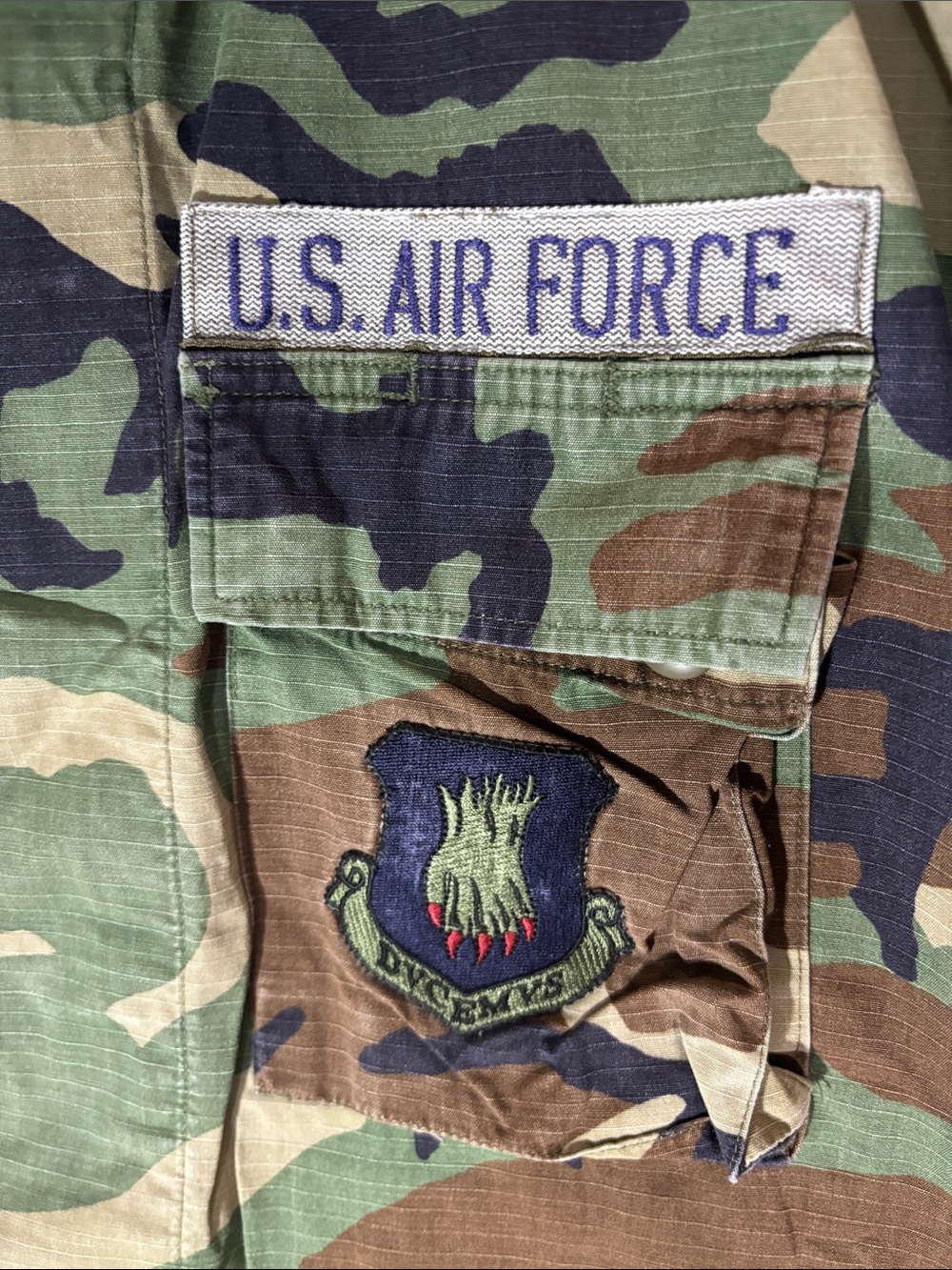 Vintage USAF Woodland Camo BDU Field Jacket Large Regular Combat Coat - Picture 5 of 11